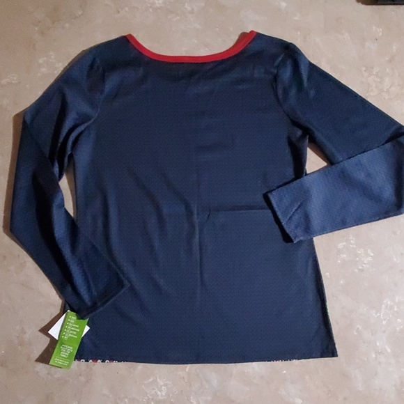 Style Christmas Wreath Long Sleeve PJ Top M - Picture 2 of 2